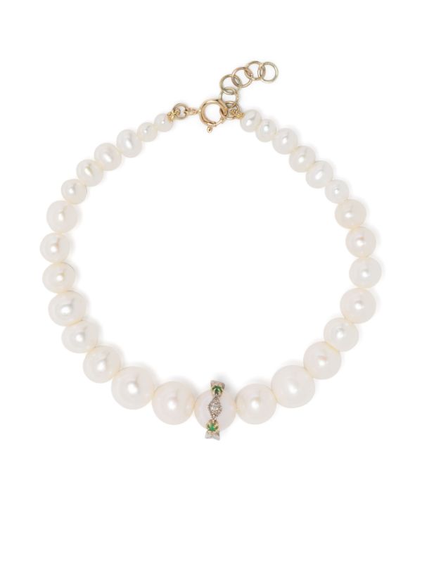 Pascale Monvoisin 9K Yellow Gold Chelsea N°2 pearl and diamond bracelet | Browns Fine Bracelets