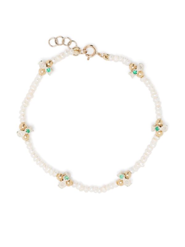 Pascale Monvoisin 9K Yellow Gold Chelsea N°2 pearl and diamond bracelet | Browns Fine Bracelets