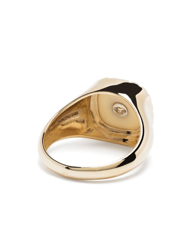 Pascale Monvoisin 9kt Yellow Gold Pierrot Bakelite Diamond Signet Ring | Browns Fine Rings