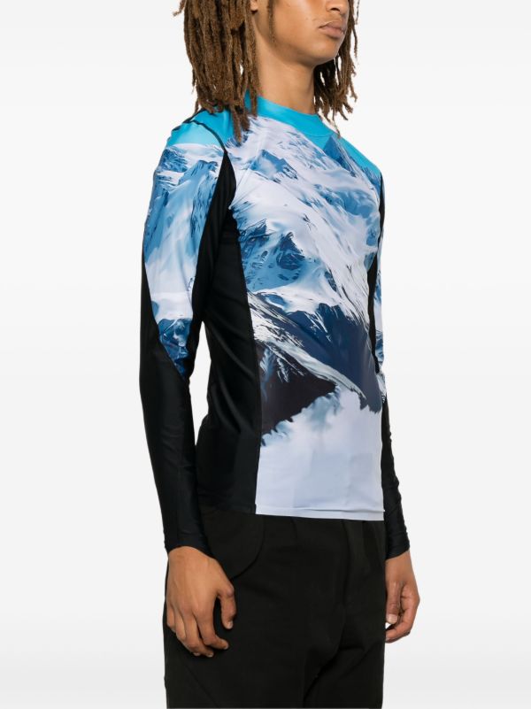 Perfect Moment Blue Landscape-Print Top | Browns Performance T-Shirts & Vests