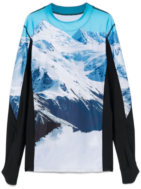 Perfect Moment Blue Landscape-Print Top | Browns Performance T-Shirts & Vests