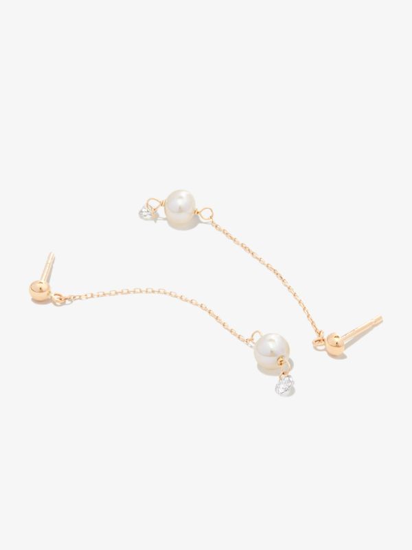 Persée 18K Yellow Gold Diamond Pearl Drop Earrings | Browns Fine Earrings