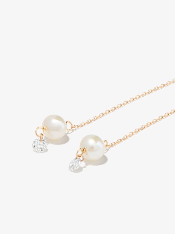 Persée 18K Yellow Gold Diamond Pearl Drop Earrings | Browns Fine Earrings