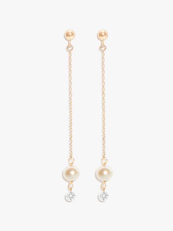 Persée 18K yellow gold diamond pearl drop earrings | Browns Fine Earrings
