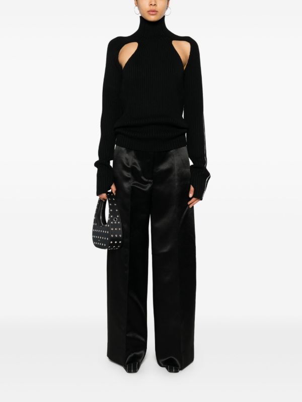 Peter Do Black Wide-Leg Satin Trousers | Browns Wide-Leg Pants