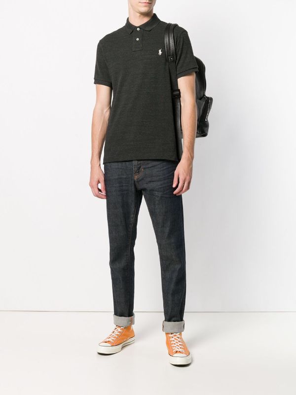 Polo Ralph Lauren Black Logo Embroidered Cotton Polo Shirt | Browns Polo Shirts