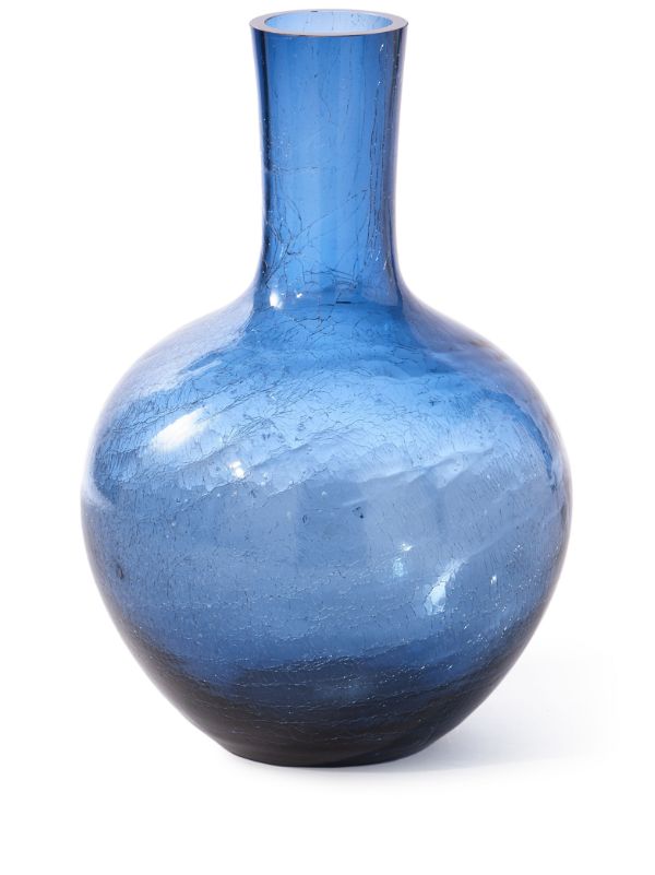POLSPOTTEN blue Crackled Ball Body glass vase | Browns Vases