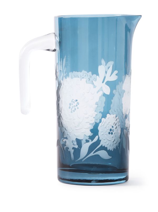 POLSPOTTEN Blue Peony Glass Pitcher | Browns Glassware