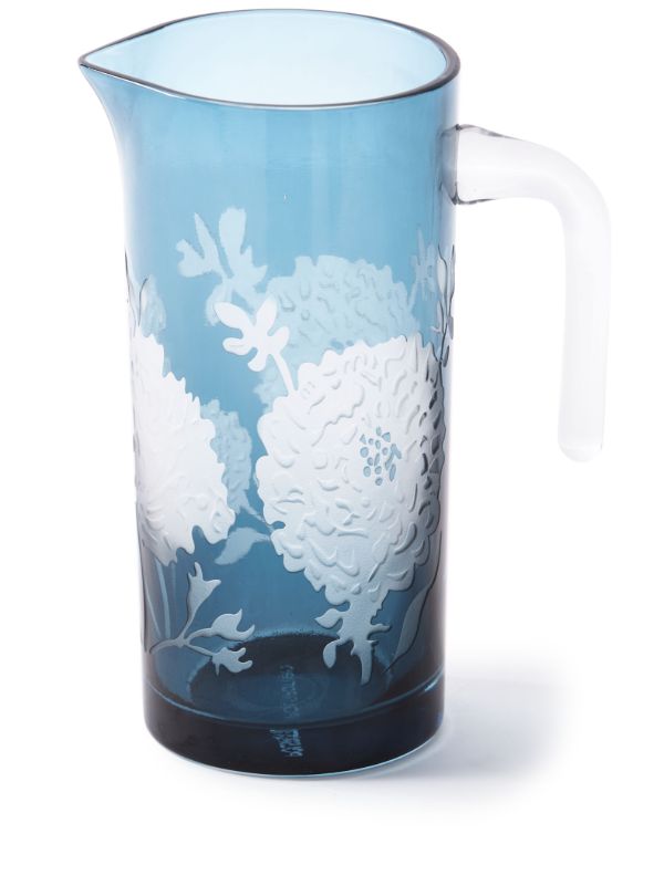 POLSPOTTEN blue Peony glass pitcher | Browns Glassware