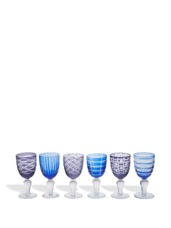 POLSPOTTEN Blue Wine Glasses Set | Browns Glassware