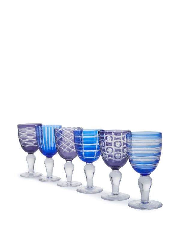 POLSPOTTEN Blue Wine Glasses Set | Browns Glassware