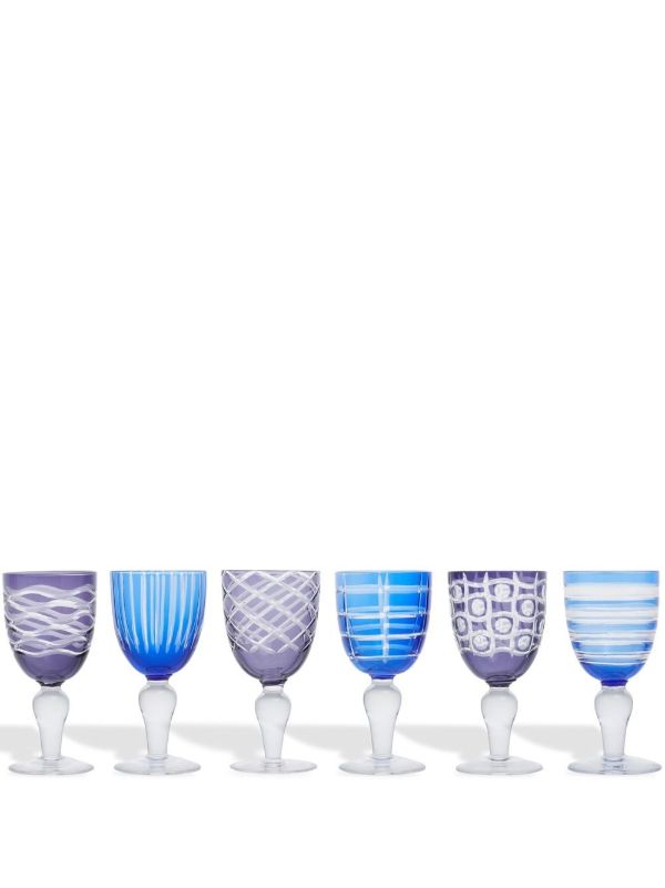 POLSPOTTEN Blue Wine Glasses Set | Browns Glassware