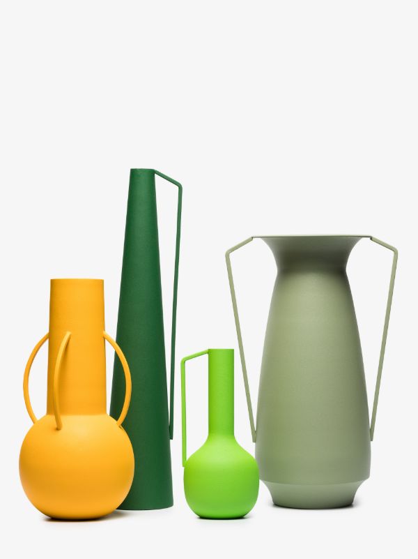POLSPOTTEN green and orange roman vase set | Browns Vases