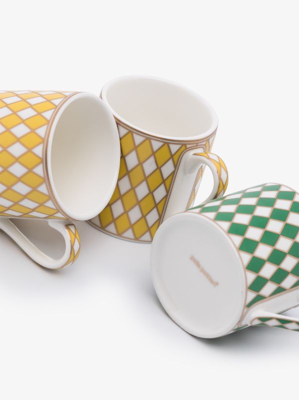 POLSPOTTEN Green And Yellow Chess Espresso Cup Set | Browns Cups & Tea Sets
