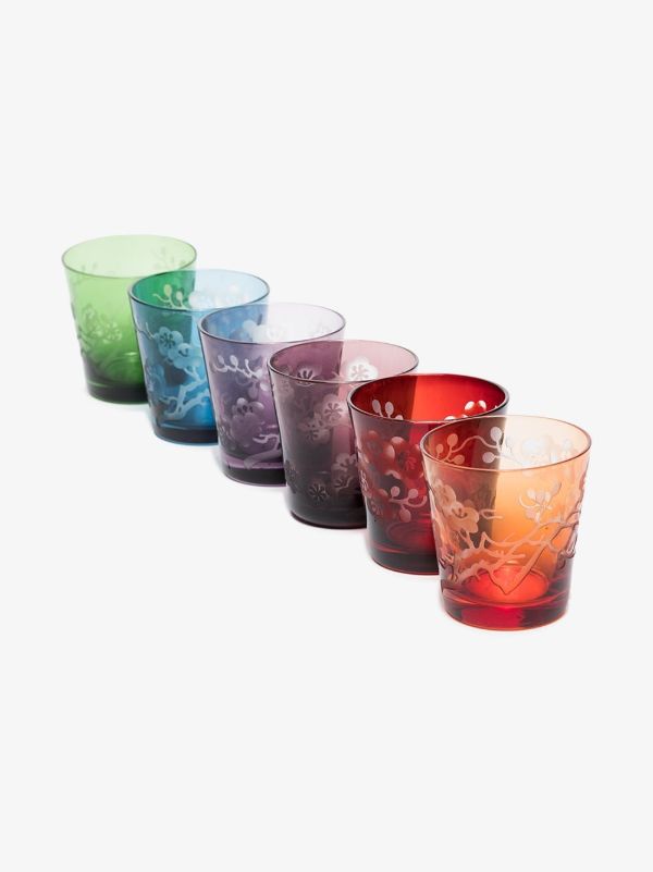 POLSPOTTEN multicolour Blossom glass set | Browns Glassware
