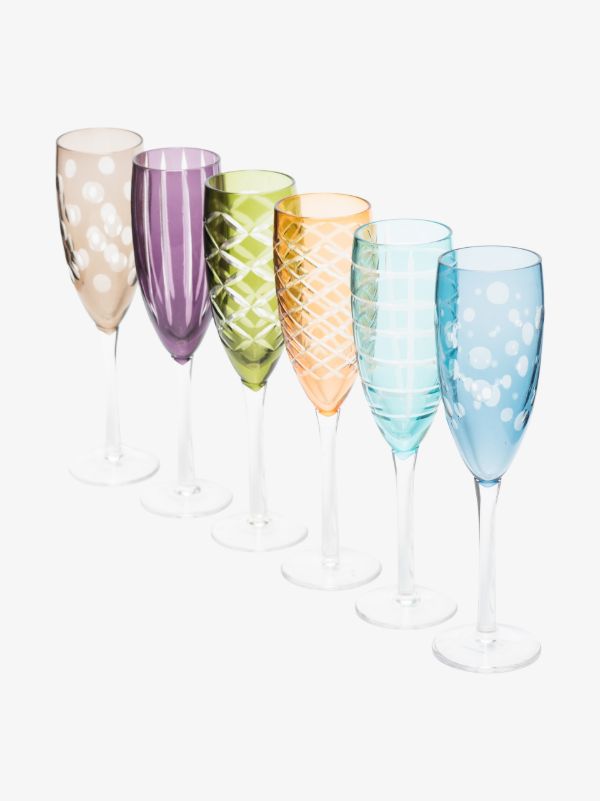 POLSPOTTEN multicolour champagne glass set | Browns Glassware