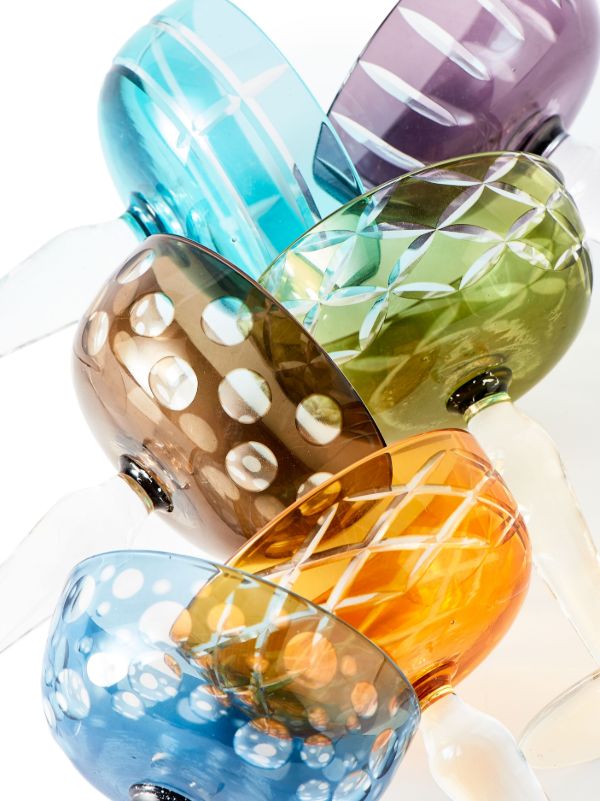 POLSPOTTEN Multicolour Cuttings Coupe Glass Set | Browns Glassware