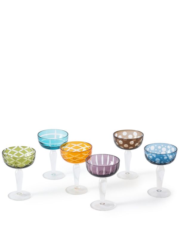 POLSPOTTEN multicolour Cuttings Coupe glass set | Browns Glassware