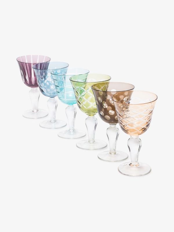 POLSPOTTEN multicolour Cuttings wine glass set | Browns Glassware