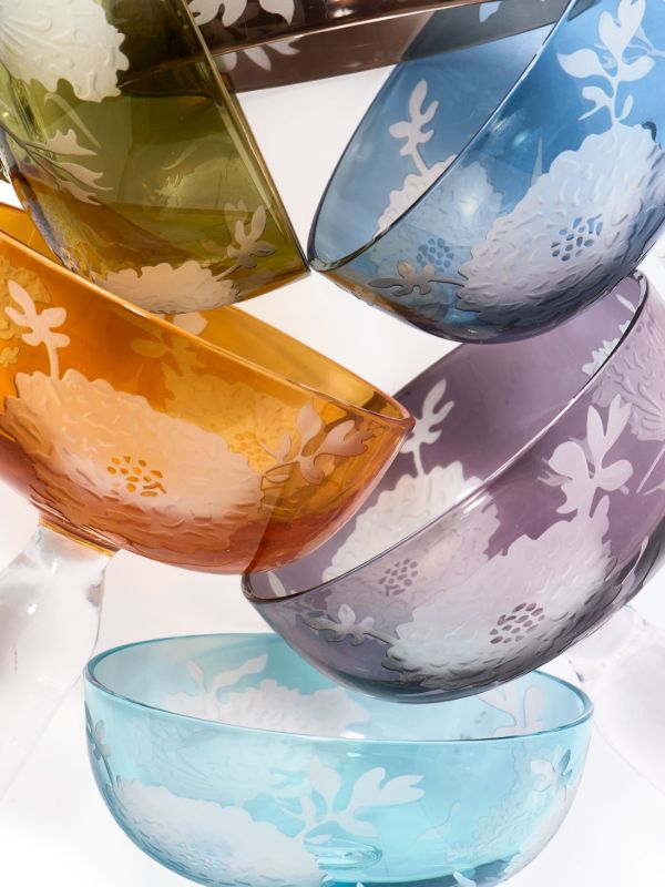 POLSPOTTEN Multicolour Peony Coupe Glass Set | Browns Glassware