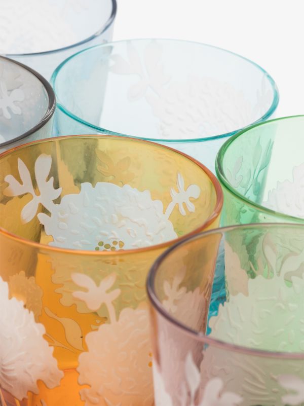 POLSPOTTEN Multicolour Peony Drinking Glass Set | Browns Glassware