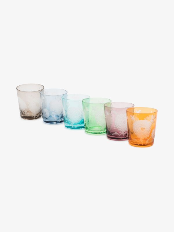 POLSPOTTEN multicolour Peony drinking glass set | Browns Glassware