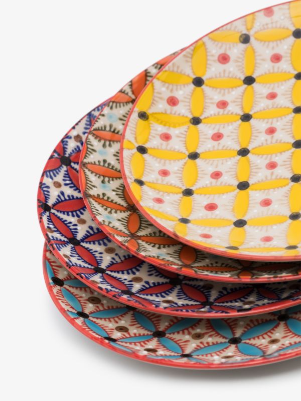 POLSPOTTEN Multicoloured Hippy Side Plate Set | Browns Plates & Bowls