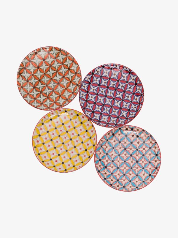 POLSPOTTEN Multicoloured Hippy Side Plate Set | Browns Plates & Bowls