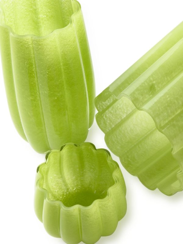 POLSPOTTEN Olive Green Large Melon Glass Vase | Browns Vases