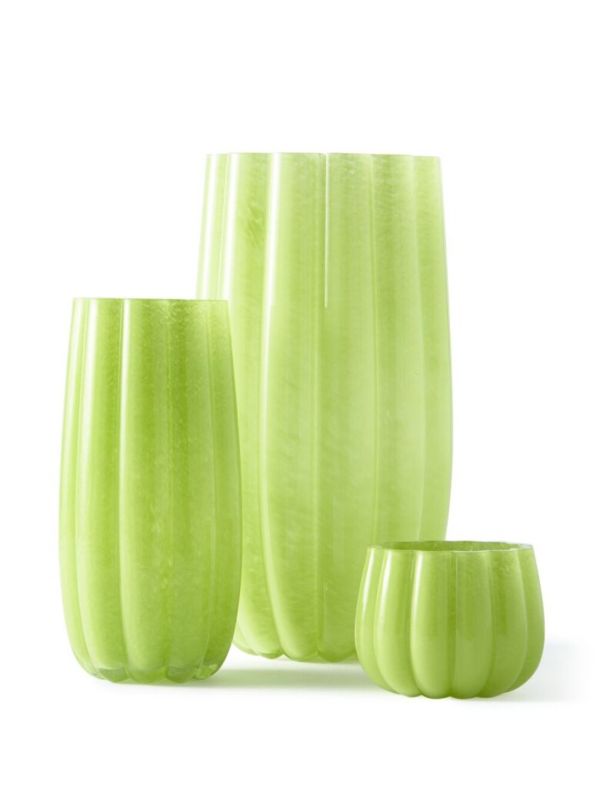 POLSPOTTEN Olive Green Large Melon Glass Vase | Browns Vases