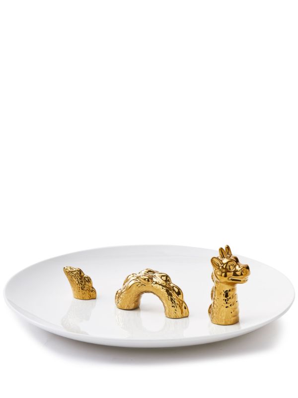 POLSPOTTEN White Dragon Ceramic Decorative Plate | Browns Decorative Trays & Plates