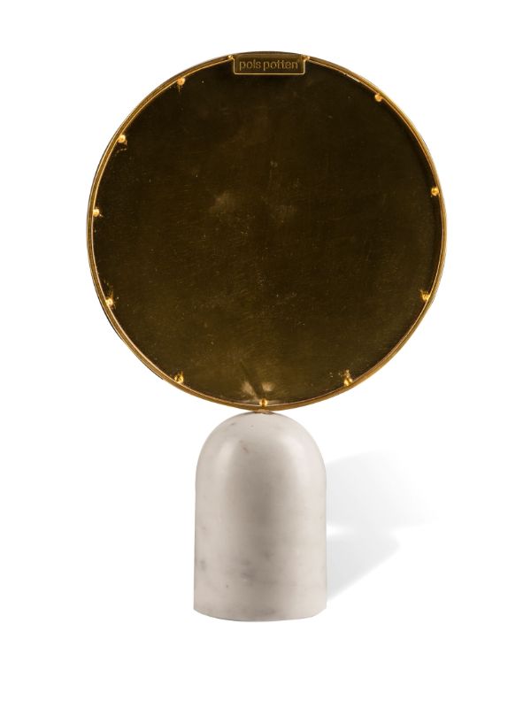 POLSPOTTEN White Round Mirror With Marble Base | Browns Decorative Objects