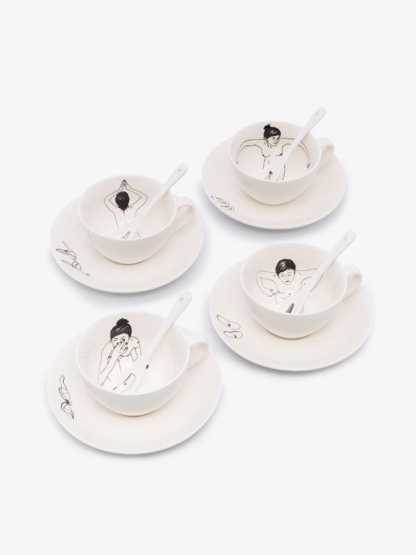 POLSPOTTEN white undressed tea set | Browns Cups & Tea Sets