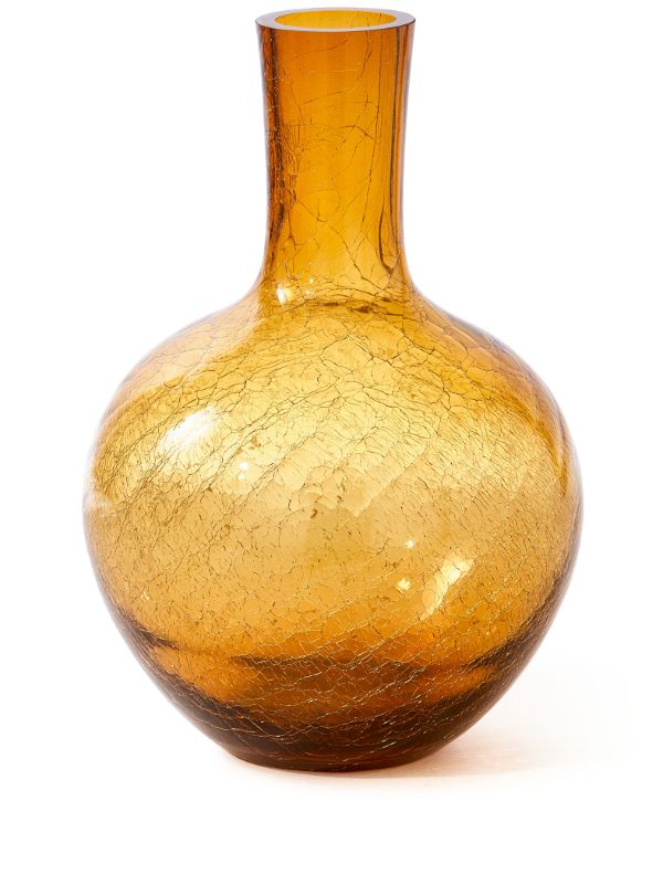 POLSPOTTEN yellow Crackled Ball Body glass vase | Browns Vases
