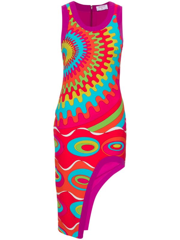 PUCCI Bersaglio-print asymmetric dress | Browns Day Dresses