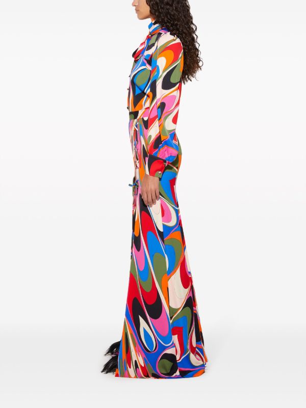 PUCCI Blue Onde-print Maxi Skirt | Browns A-Line Skirts