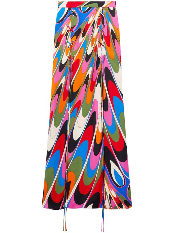 PUCCI blue Onde-print maxi skirt | Browns A-Line Skirts