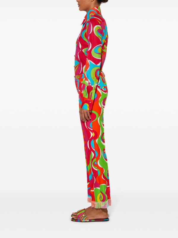 PUCCI Red Bersaglio-Print Cotton Trousers | Browns Cropped Pants