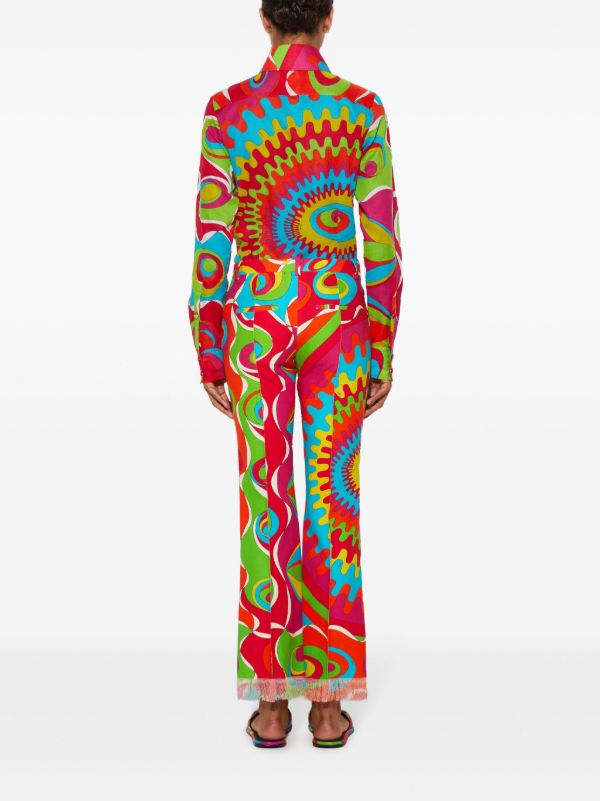 PUCCI Red Bersaglio-Print Cotton Trousers | Browns Cropped Pants