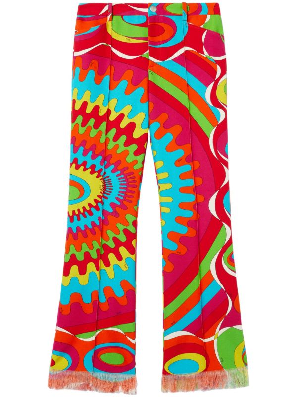 PUCCI Red Bersaglio-Print Cotton Trousers | Browns Cropped Pants