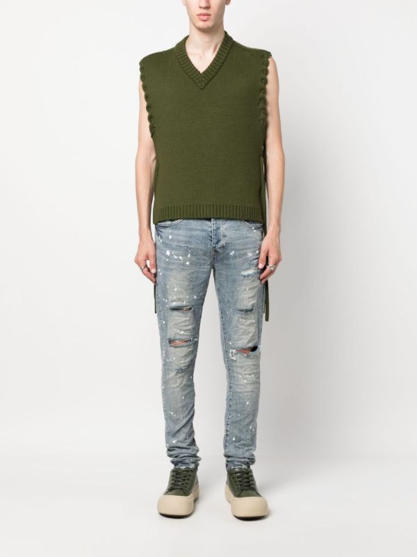 Purple Brand Blue Splashed Ripped Jeans | Browns Skinny Jeans