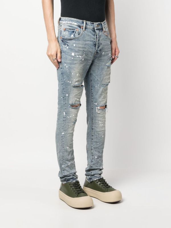 Purple Brand Blue Splashed Ripped Jeans | Browns Skinny Jeans