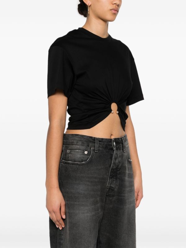 Rabanne Black Cropped Cotton T-shirt | Browns T-Shirts & Jersey Shirts