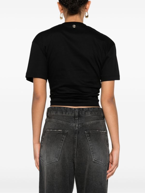 Rabanne Black Cropped Cotton T-shirt | Browns T-Shirts & Jersey Shirts