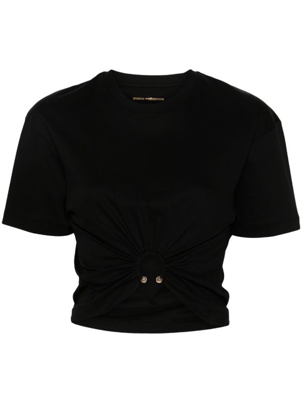 Rabanne Black Cropped Cotton T-shirt | Browns T-Shirts & Jersey Shirts