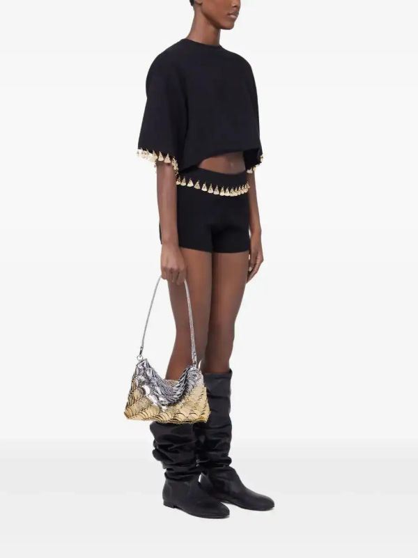 Rabanne Black Embellished Cropped Sweater | Browns T-Shirts & Jersey Shirts