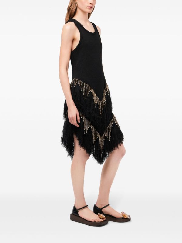 Rabanne Black Feather Trim Linen Skirt | Browns High-Waisted Skirts