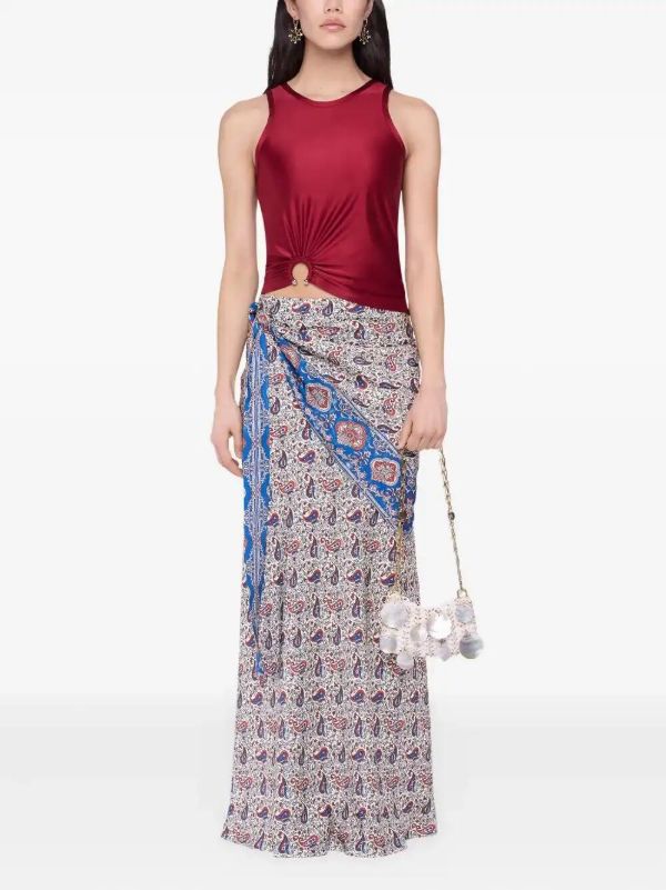 Rabanne Printed Satin Midi Skirt | Browns Full Skirts