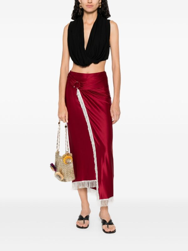 Rabanne Ring-detail Fringed Midi Skirt | Browns Asymmetric & Draped Skirts