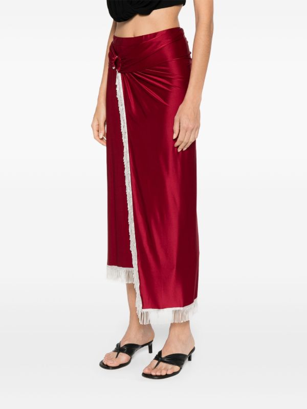 Rabanne Ring-detail Fringed Midi Skirt | Browns Asymmetric & Draped Skirts